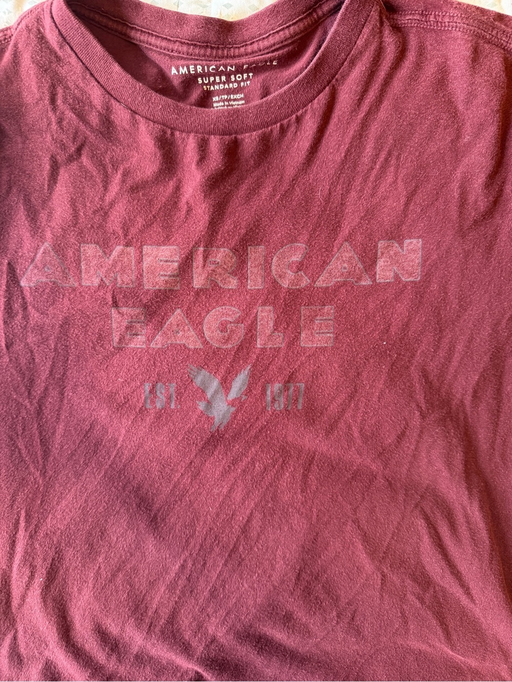 American Eagle Outfitters Maroon Crew Neck Tee